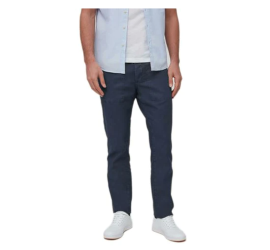 Men's Straight Fit Linen and Cotton Blend Trousers.