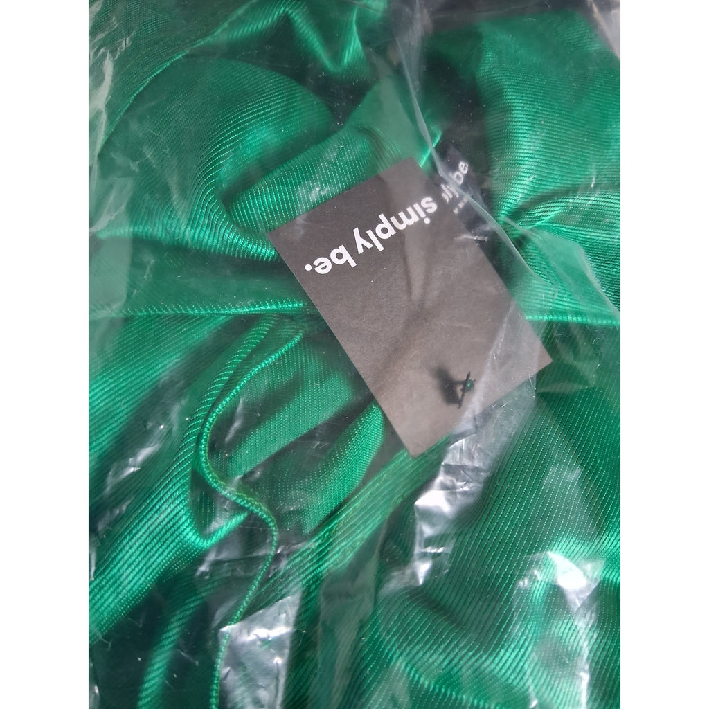 Green Stretch Satin Wrap Front Dress UK12