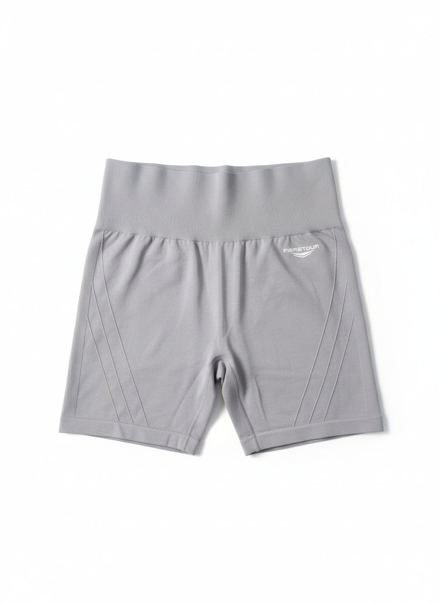Gray shorts with a brand logo 