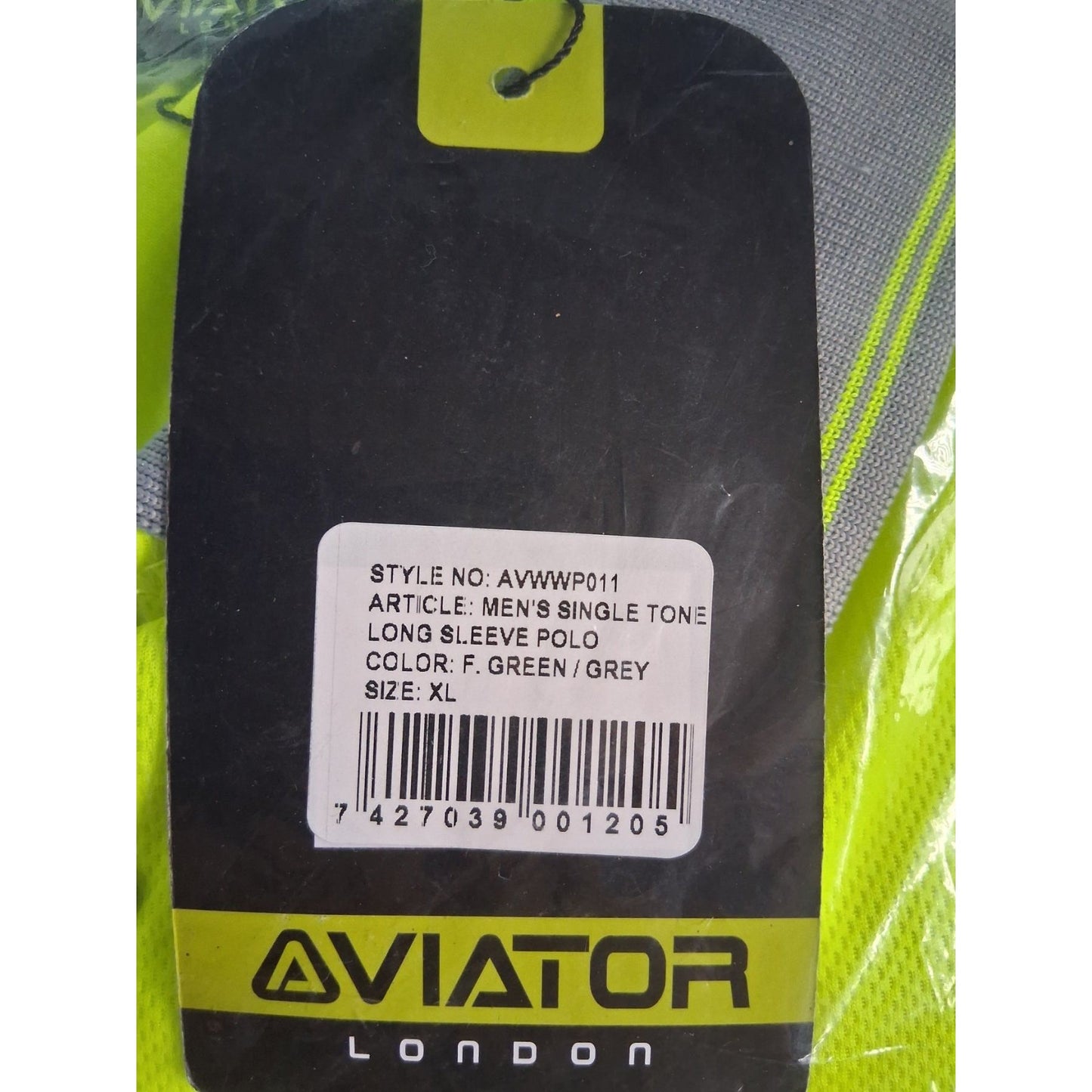 Aviator Long Sleeve High Vis Polo Shirt - Yellow/Grey XL