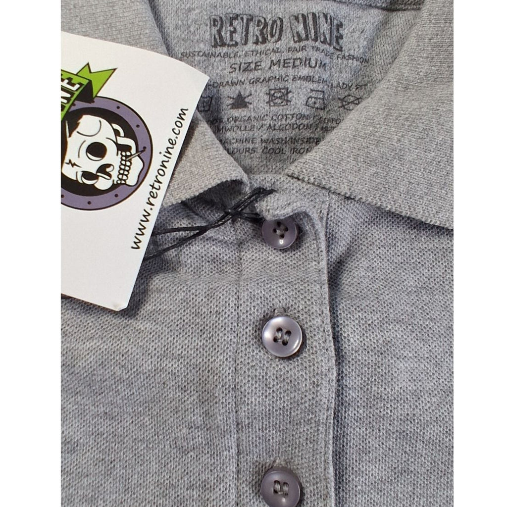 Retronine Ladies Grey Polo Shirt Medium
