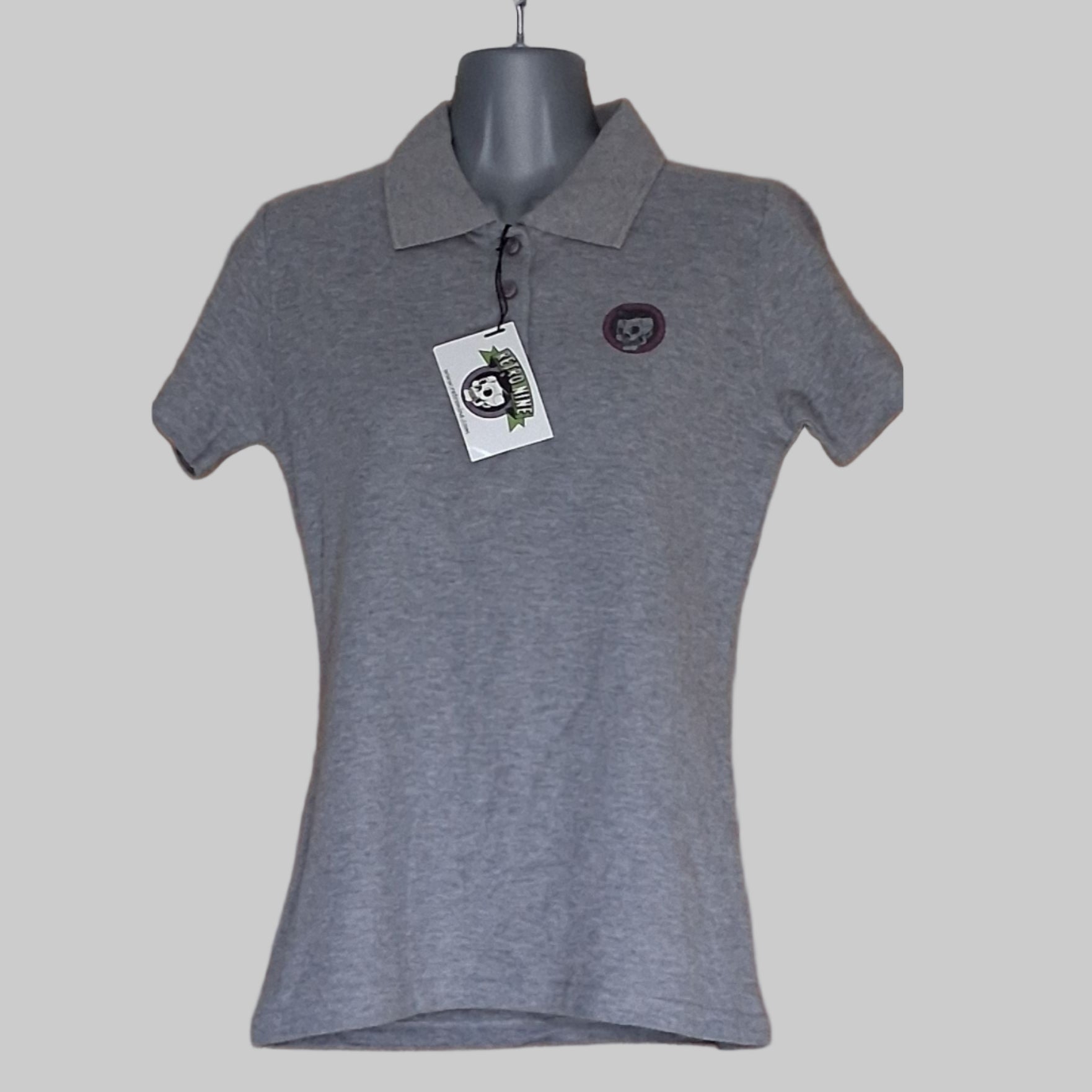 Retronine Ladies Grey Polo Shirt Medium