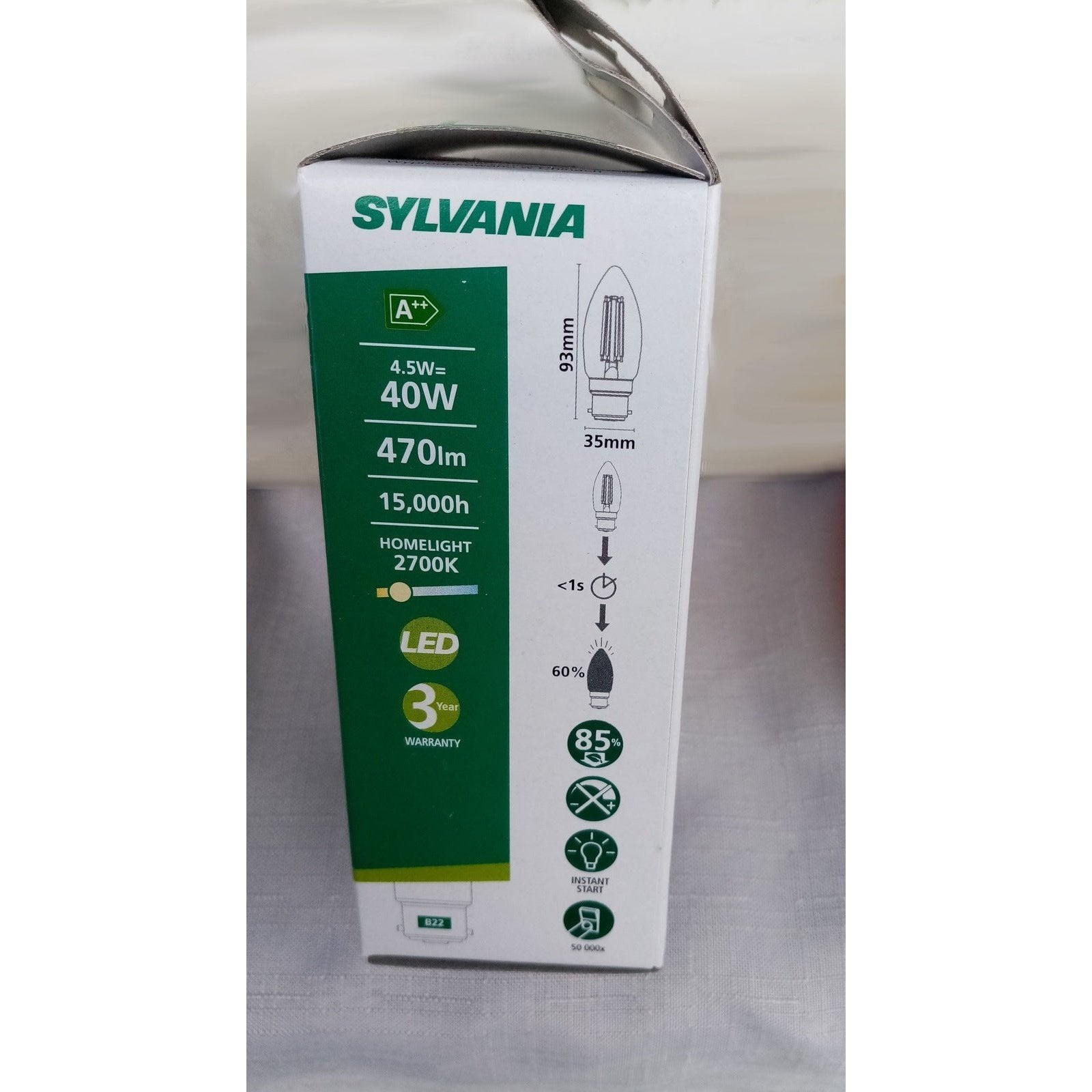 Sylvania LED 4.5w Candle Bulb - Box of 6