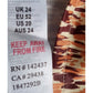 Text label on fabric with size and care instructions