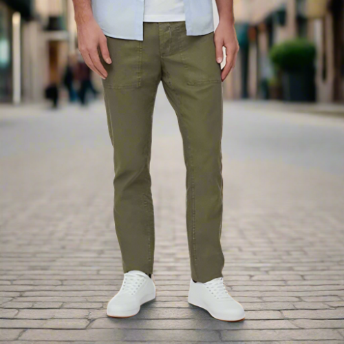 olive coloured linen trousers