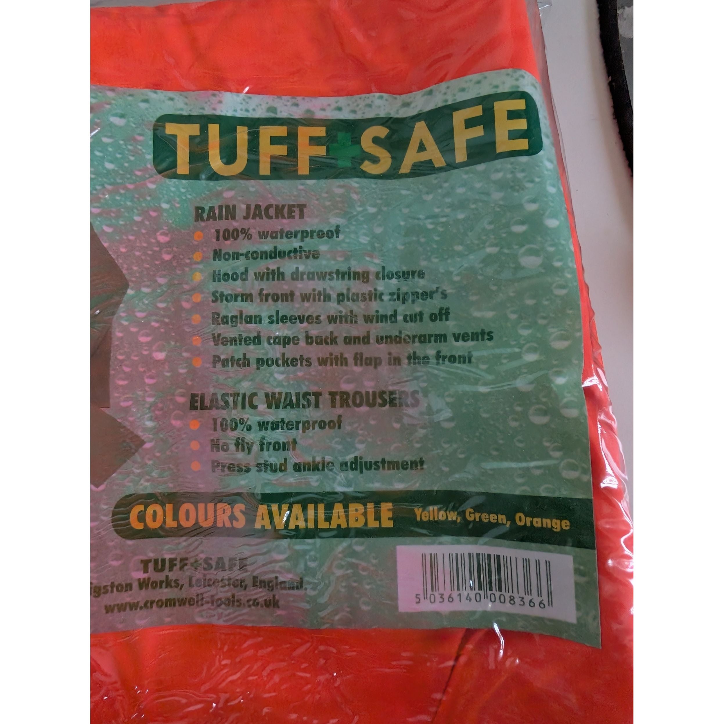Tuffsafe RAINSUIT ORANGE 2PCE - SMALL
