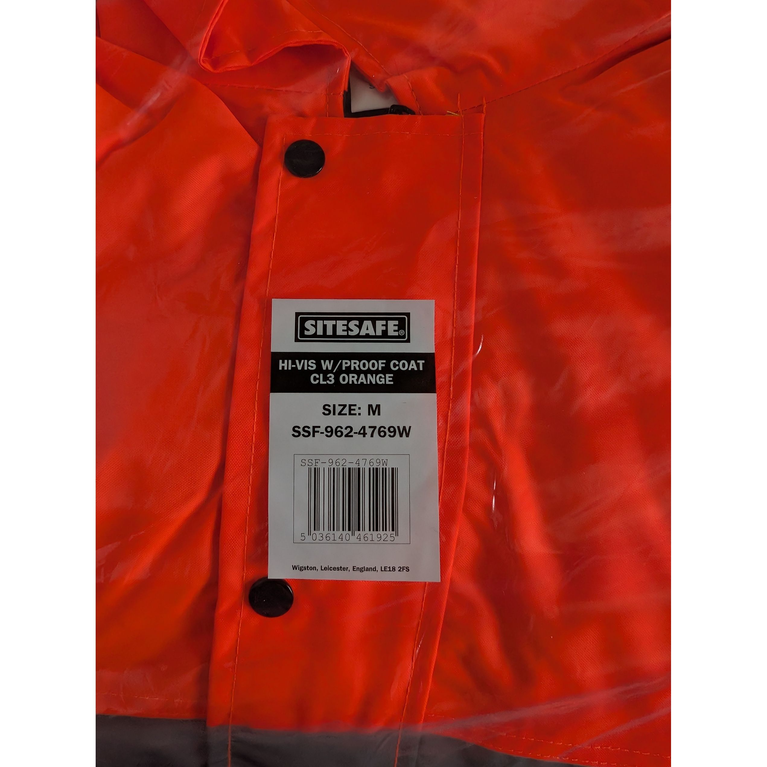 Hi-Vis Waterproof Jacket, Medium, Orange, Polyester, EN20471