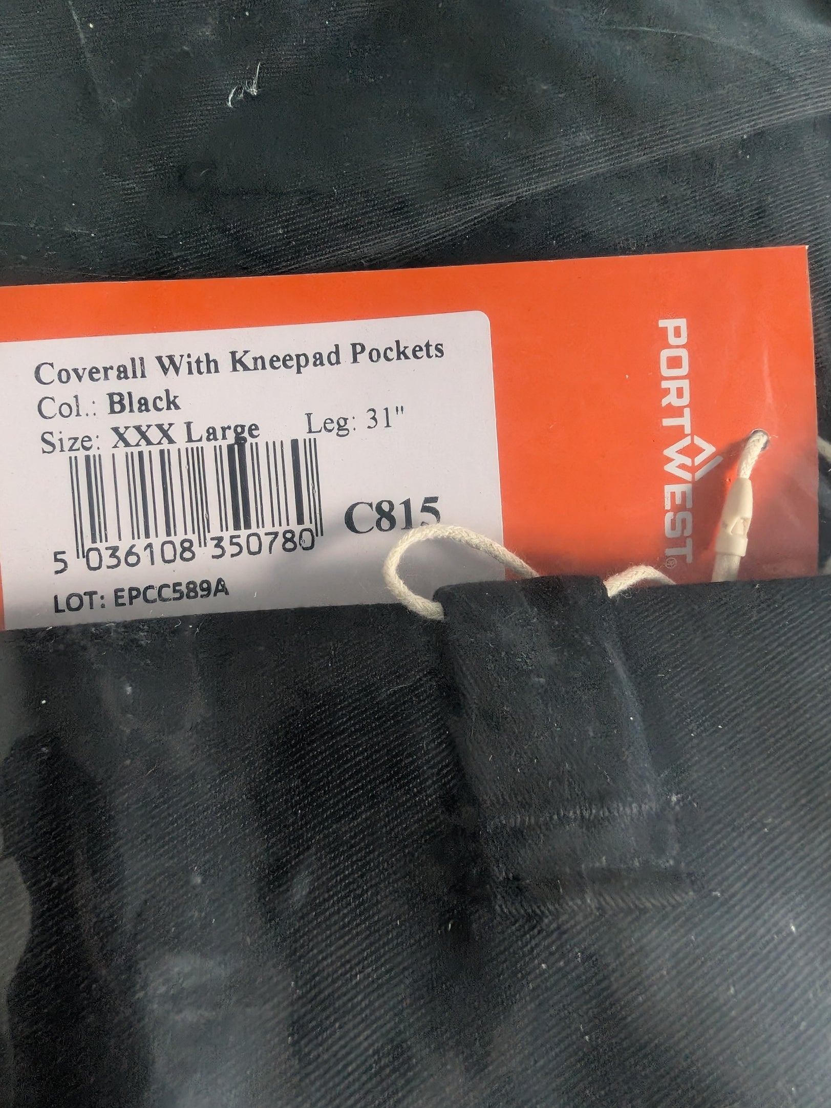 Portwest C815 - Black Coverall/Boilersuit XXXL