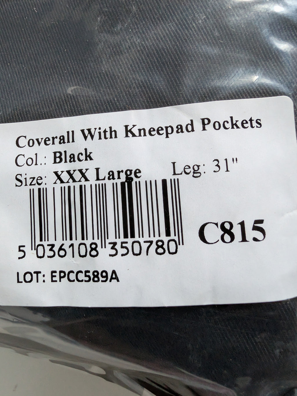 Portwest C815 - Black Coverall/Boilersuit XXXL