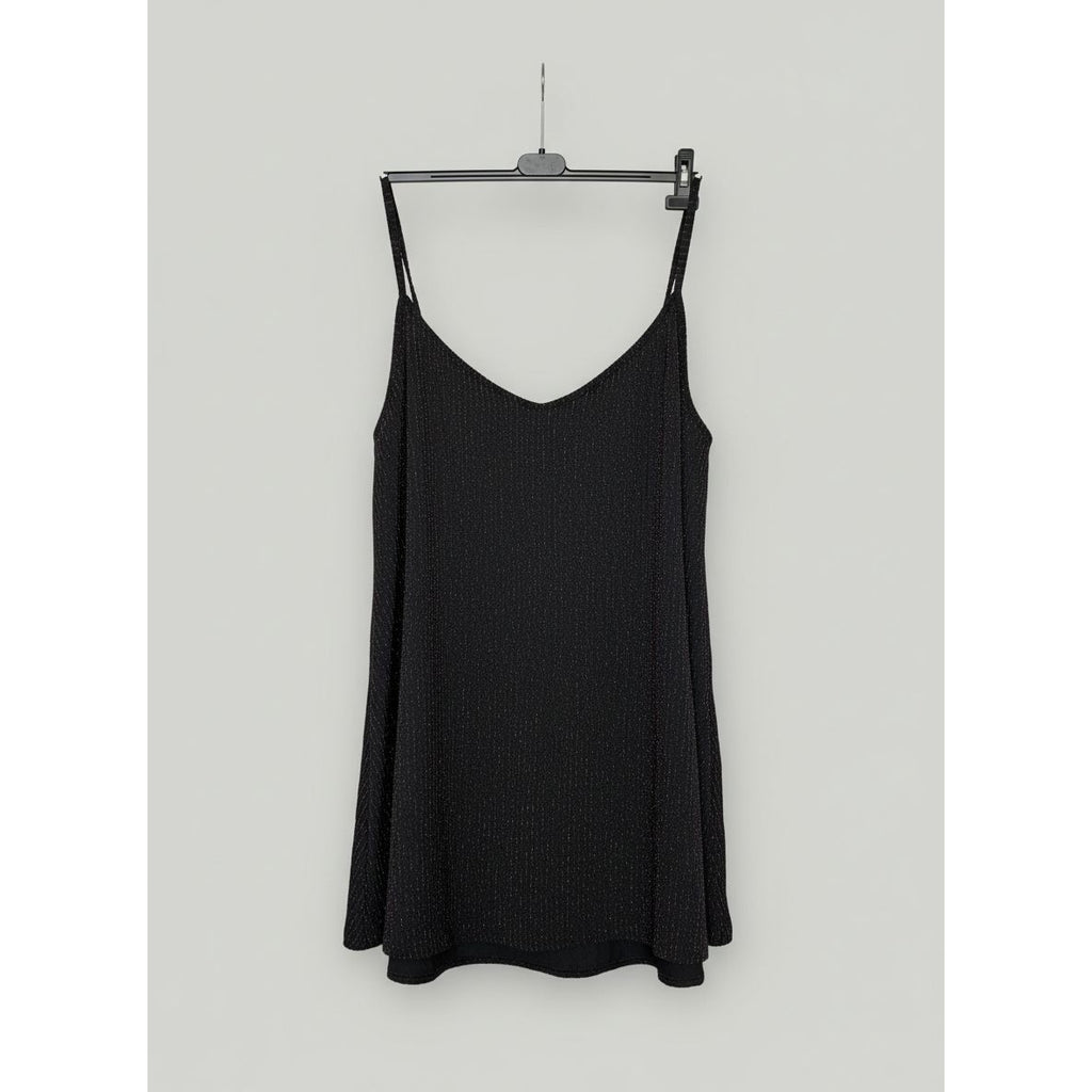 Yours Black Vest Cami Top With Red Sparkle UK 30-32