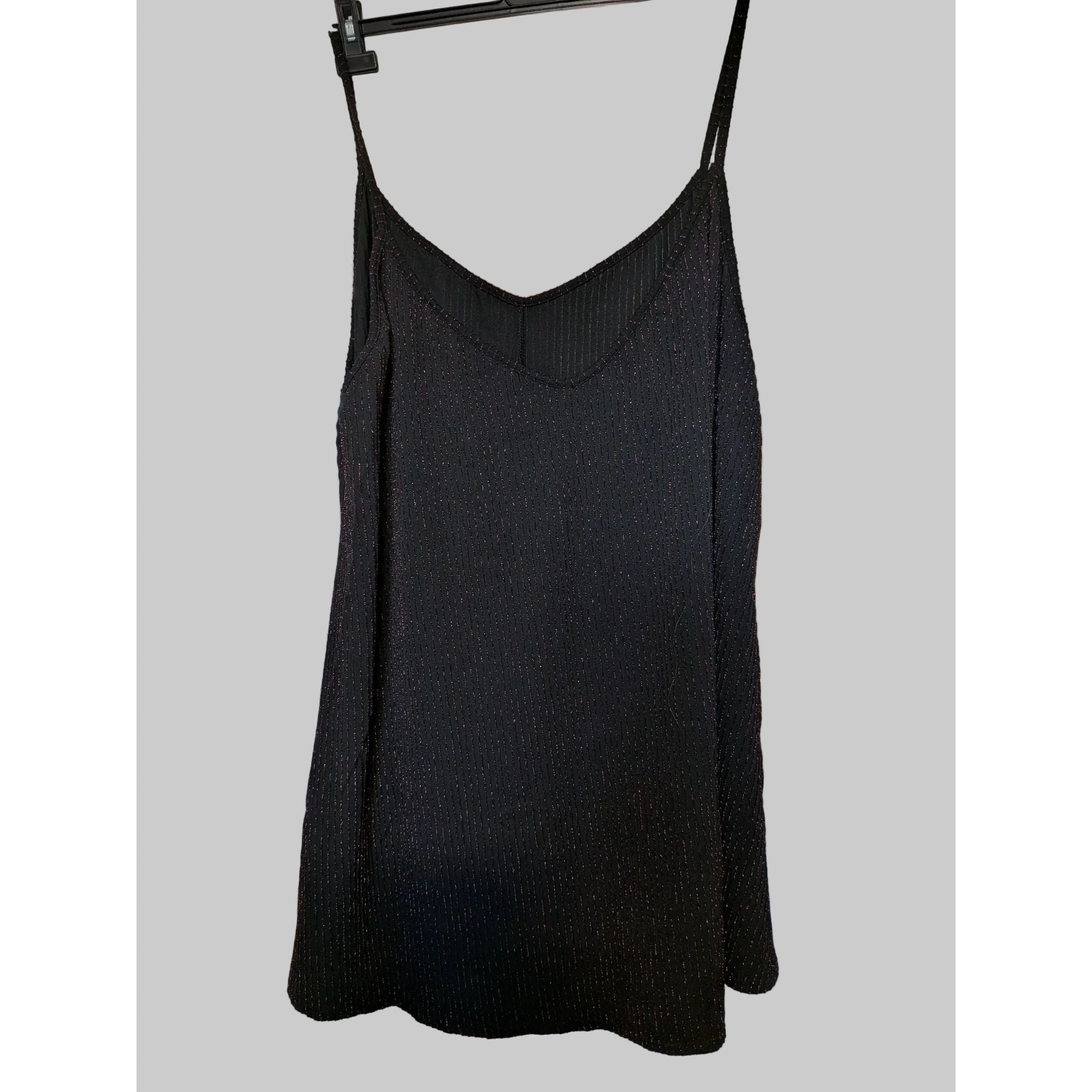 Yours Black Vest Cami Top With Red Sparkle UK 30-32