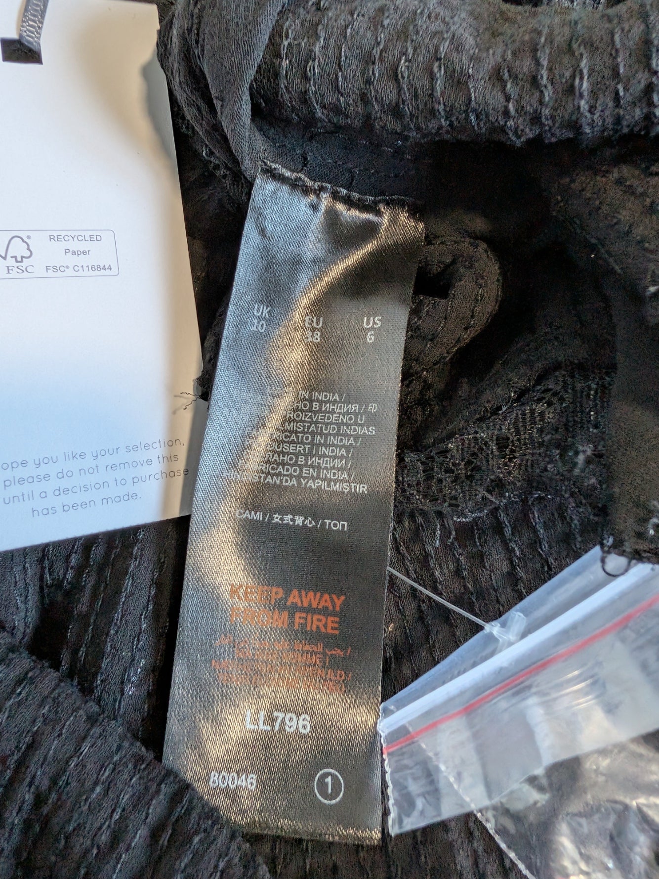 JO By Joanna Hope Black Sequin Cami Top UK10