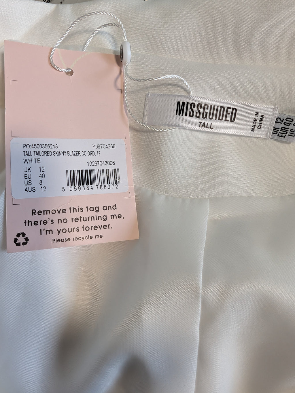 Missguided Tall Tailored Skinny Blazer UK12