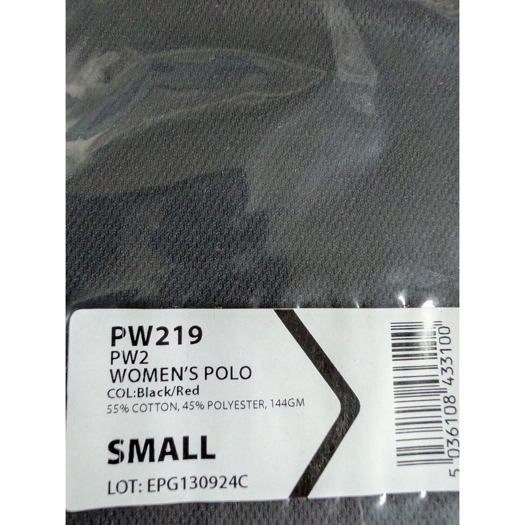 Portwest PW219 - PW2 Women's Polo Shirt S/S Black/Red