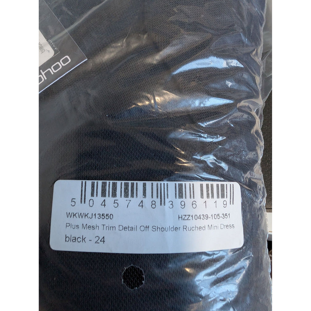 boohoo Plus Mesh Trim Detail Off Shoulder Ruched Mini Dress