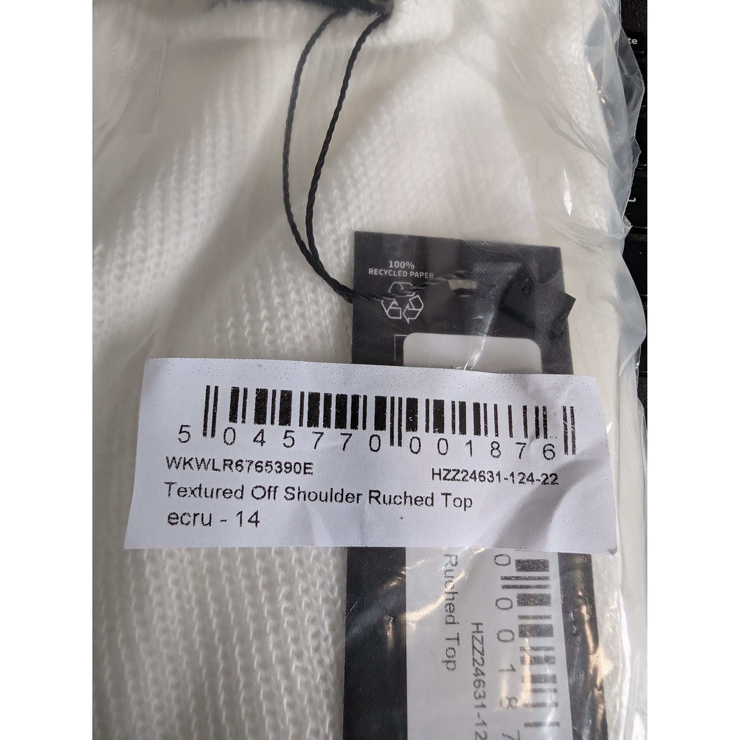 boohoo Textured Off Shoulder Ruched Top UK 14