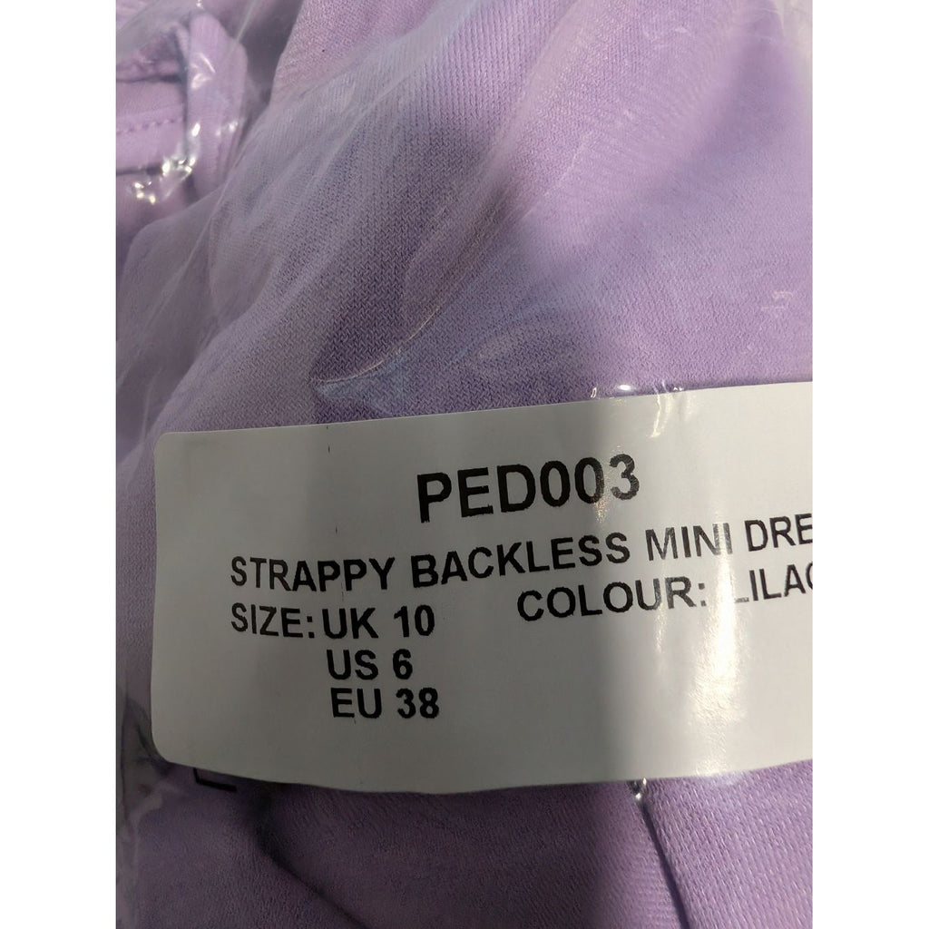 Peached Lilac Strappy Backless Mini Dress UK 10