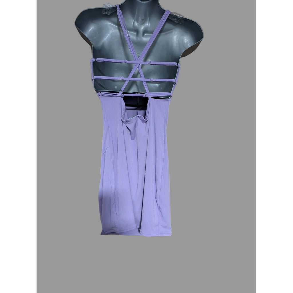 Peached Lilac Strappy Backless Mini Dress UK 10