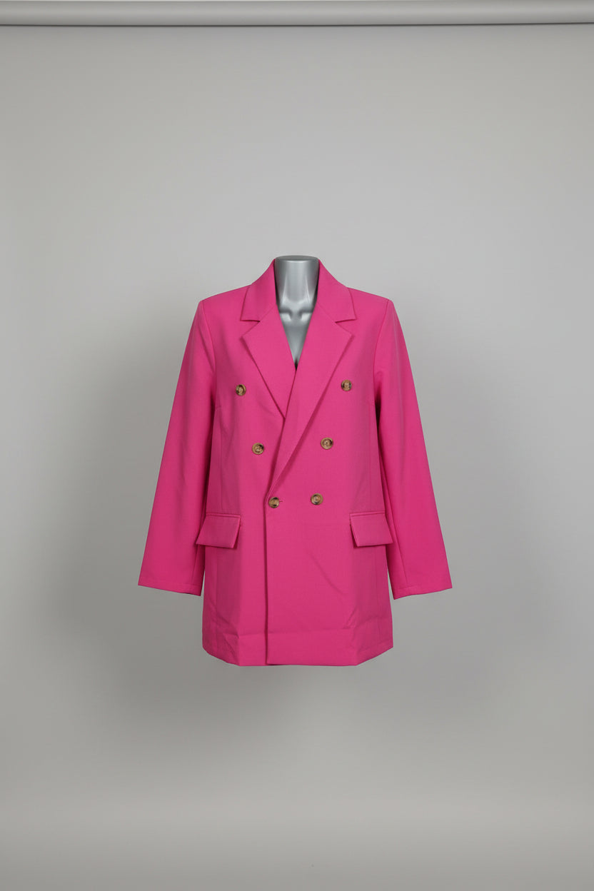 PrettyLittleThing Hot Pink Double-Breasted Basic Blazer
