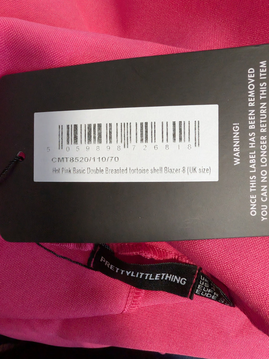 PrettyLittleThing Hot Pink Double-Breasted Basic Blazer