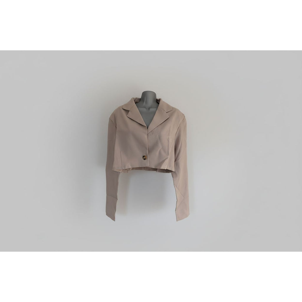 Pretty Little Thing Beige Cropped Jacket UK 16