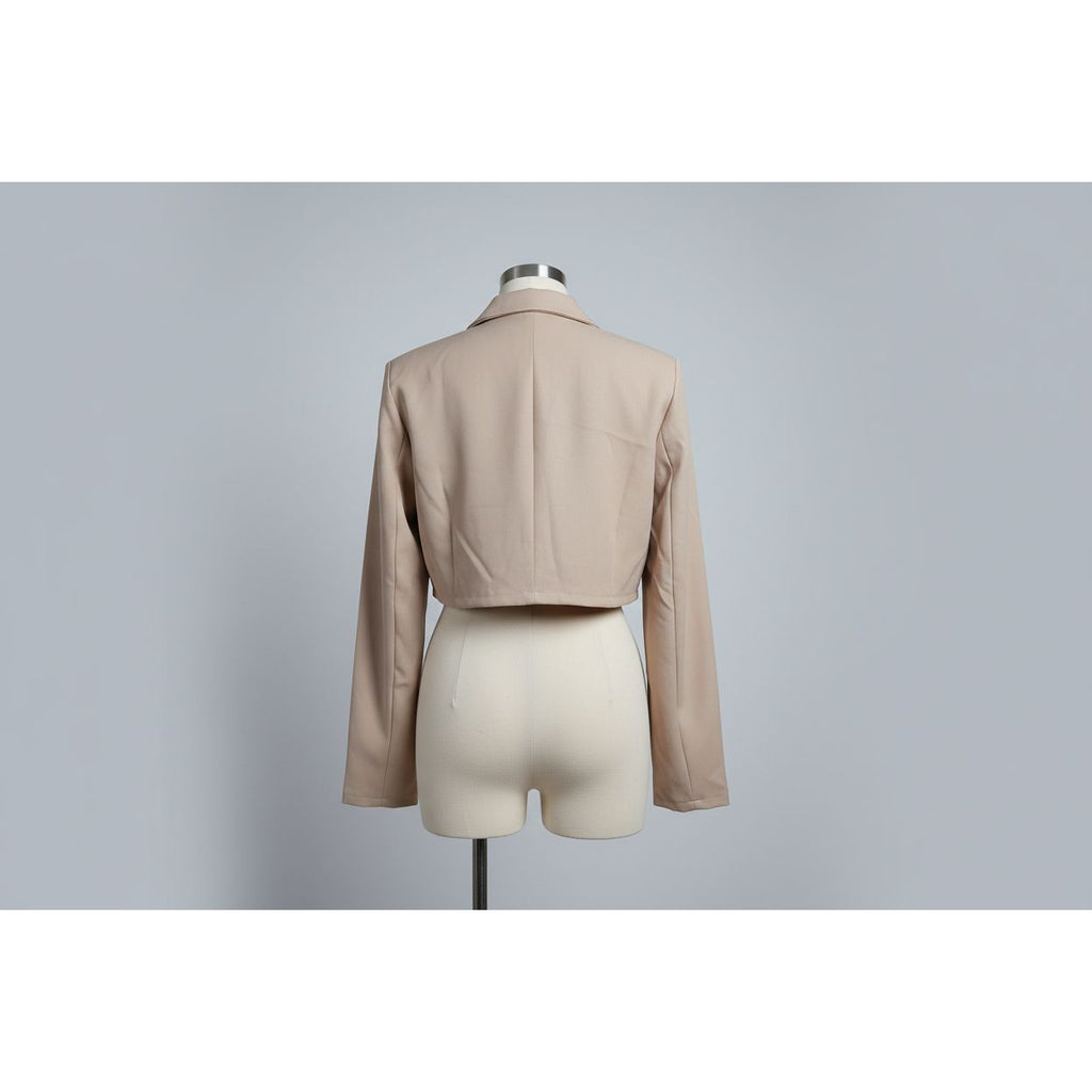 Pretty Little Thing Beige Cropped Jacket UK 16