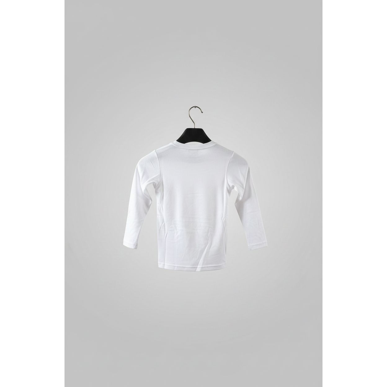 White long-sleeve shirt on a hanger