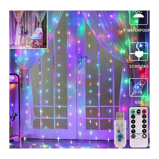 USB LED Window/Curtain Copper Wire String Lights RGB Remote Control 3M - hightectrading.com