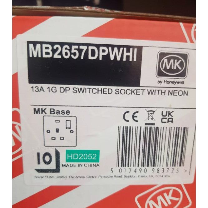 13A 1G DP Switched Socket With Neon