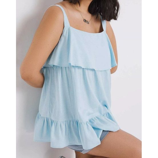 Ladies Simply Be Baby Blue Strap Cami Top