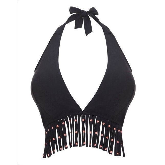 Studded Tassel Halterneck Bikini Top UK26