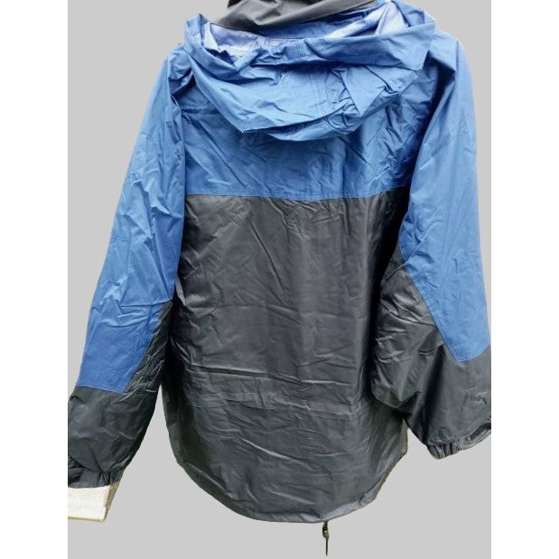 Blue and grey raincoat