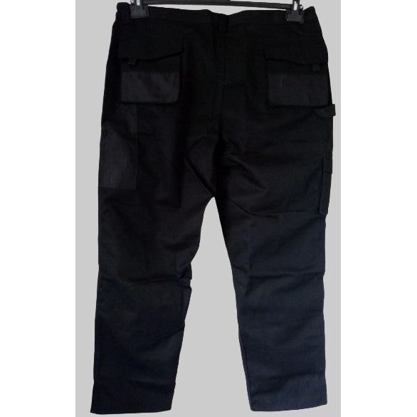 Black cargo pants on a white background