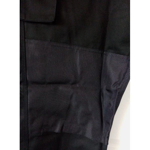 Close-up of a black jacket with a pocket detail on a light background