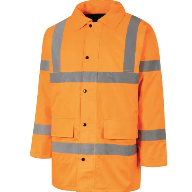 Hi-Vis Waterproof Jacket, Medium, Orange, Polyester, EN20471