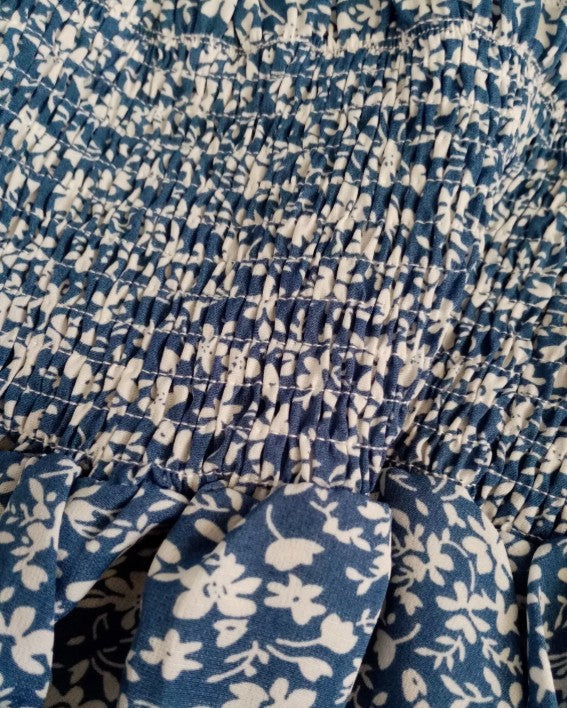 Blue & White Flowered Mini Skirt Large