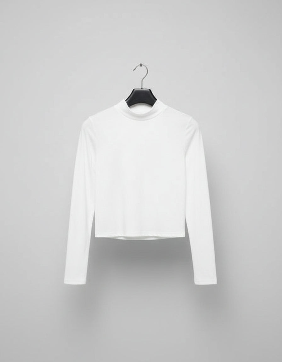 Off White Polo Neck Top Medium