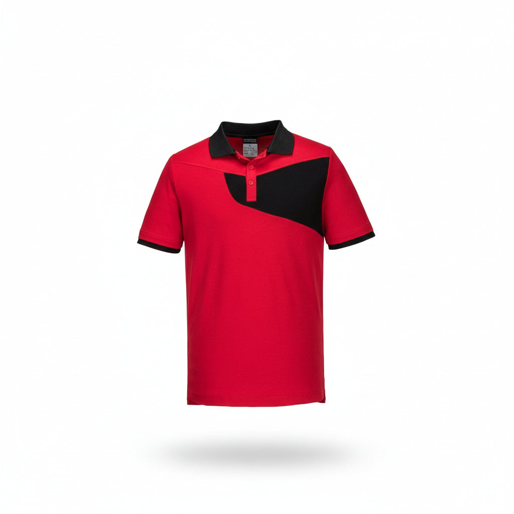 Portwest PW210 - Two Tone Polo Shirt S/S Red/Black Medium
