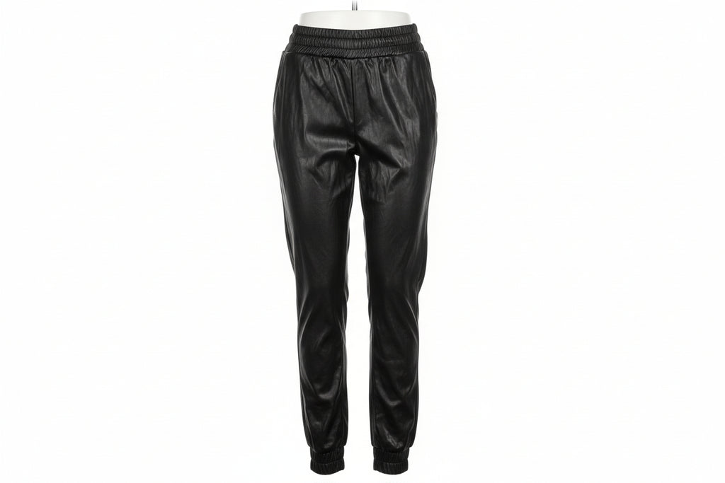 Ladies Black Wet look/leather look/harem Trousers L
