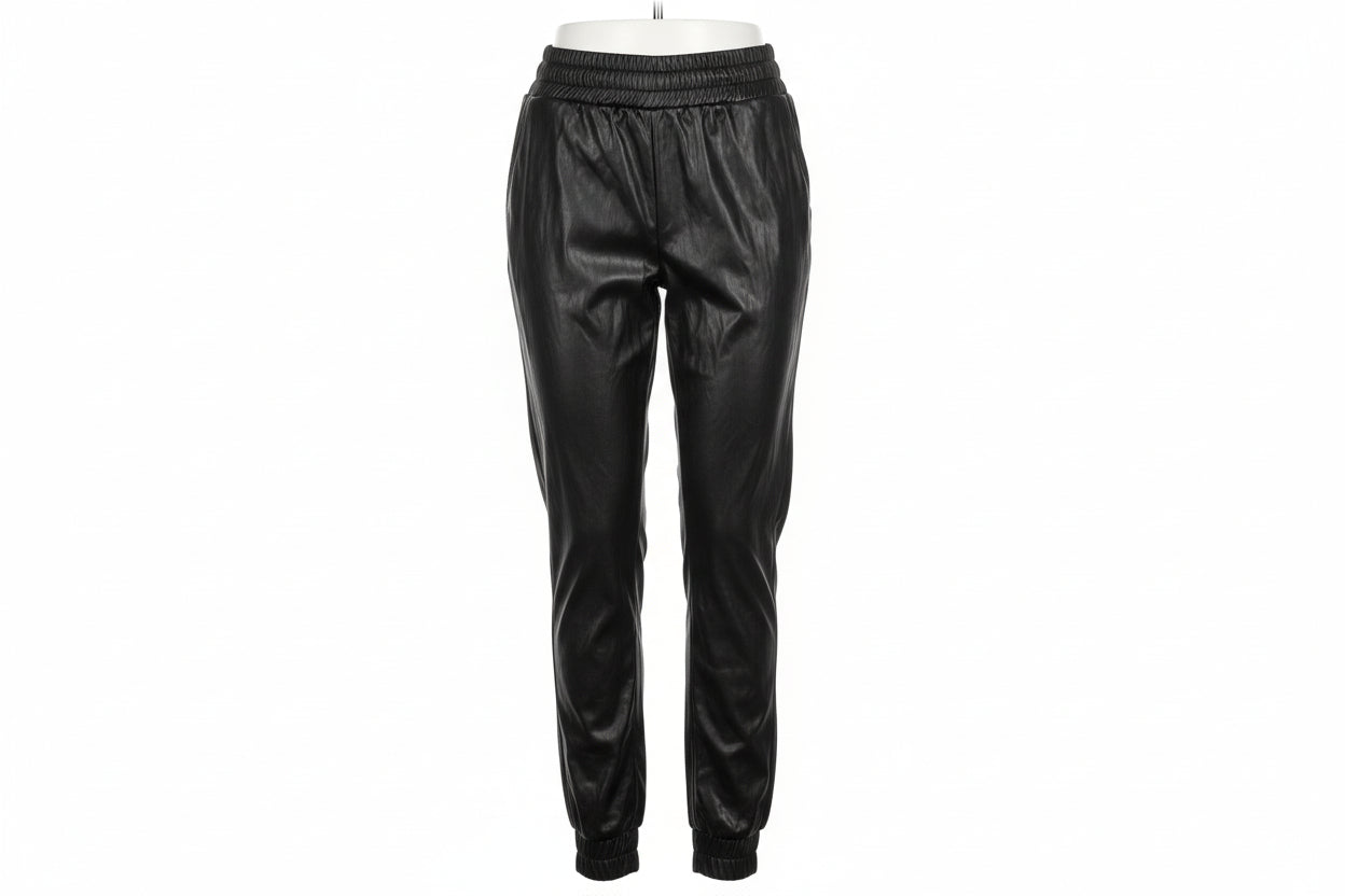 Ladies Black Wet look/leather look/harem Trousers L