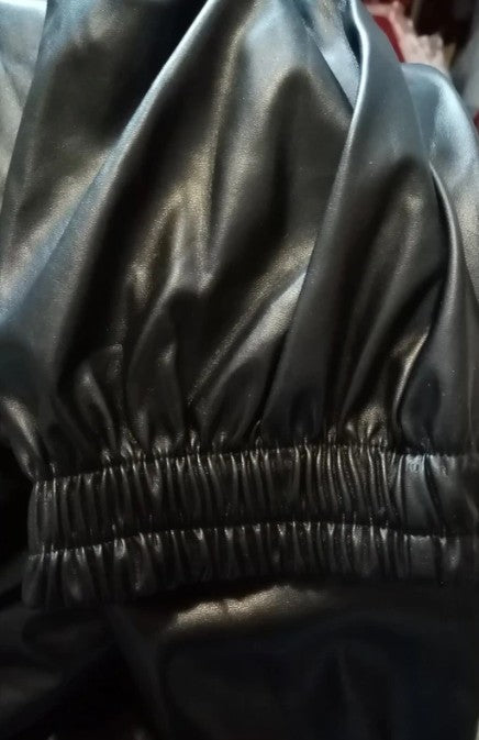 Ladies Black Wet look/leather look/harem Trousers L
