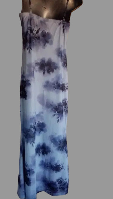 Ladies Blue Flowered Dress & Jacket Small