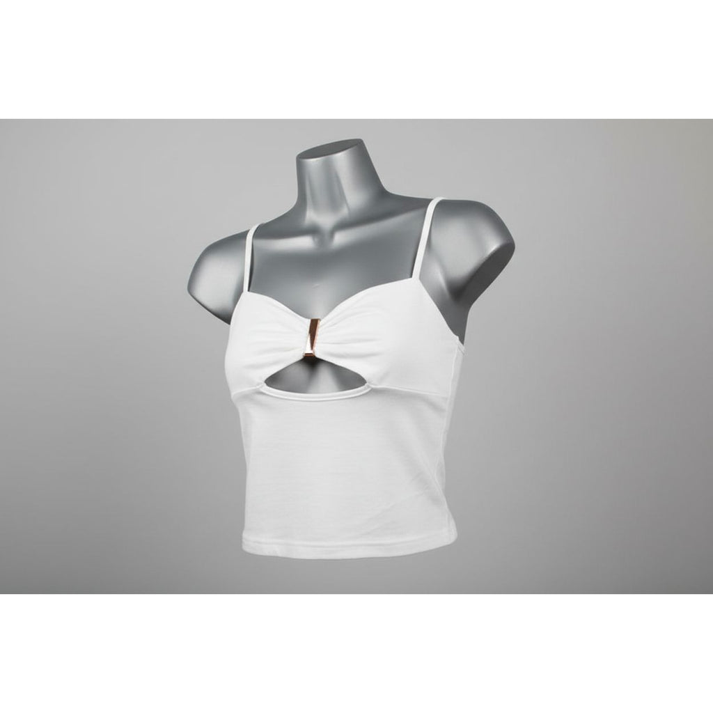 Ladies Crop Top Off White Small