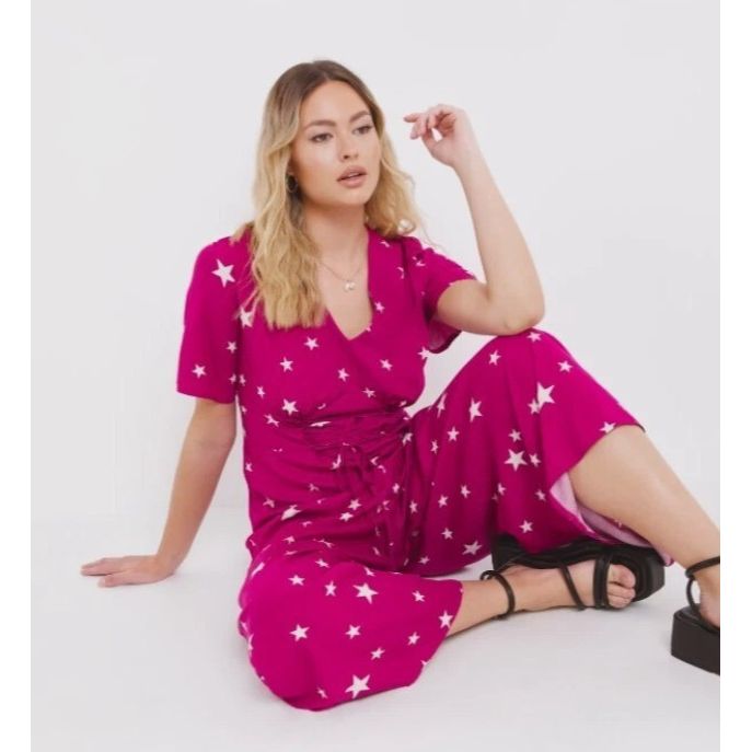 Nobody's Child Curve Beatrice Star Print Jumpsuit UK 14