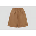 BALOU WOMENS HIGH WAIST SHORTS LIGHT BROWN