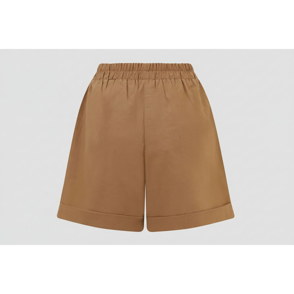 BALOU WOMENS HIGH WAIST SHORTS LIGHT BROWN