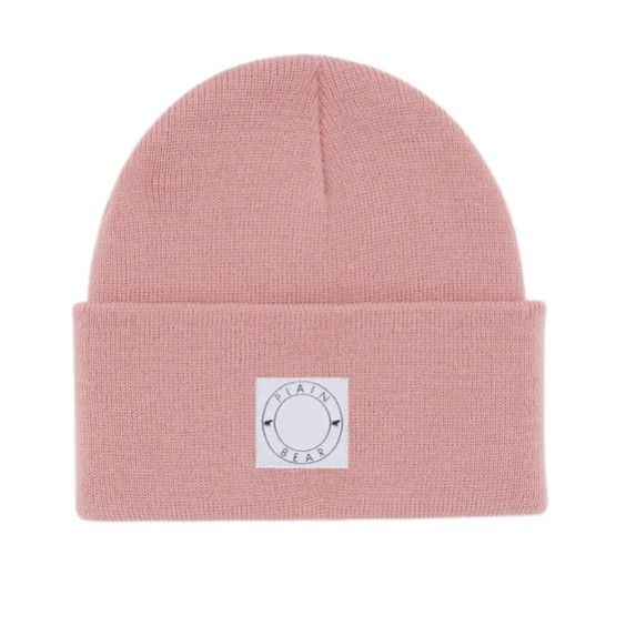 Plain Bear Label Beanie Pink One Size