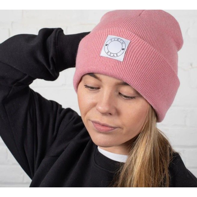 Plain Bear Label Beanie Pink One Size