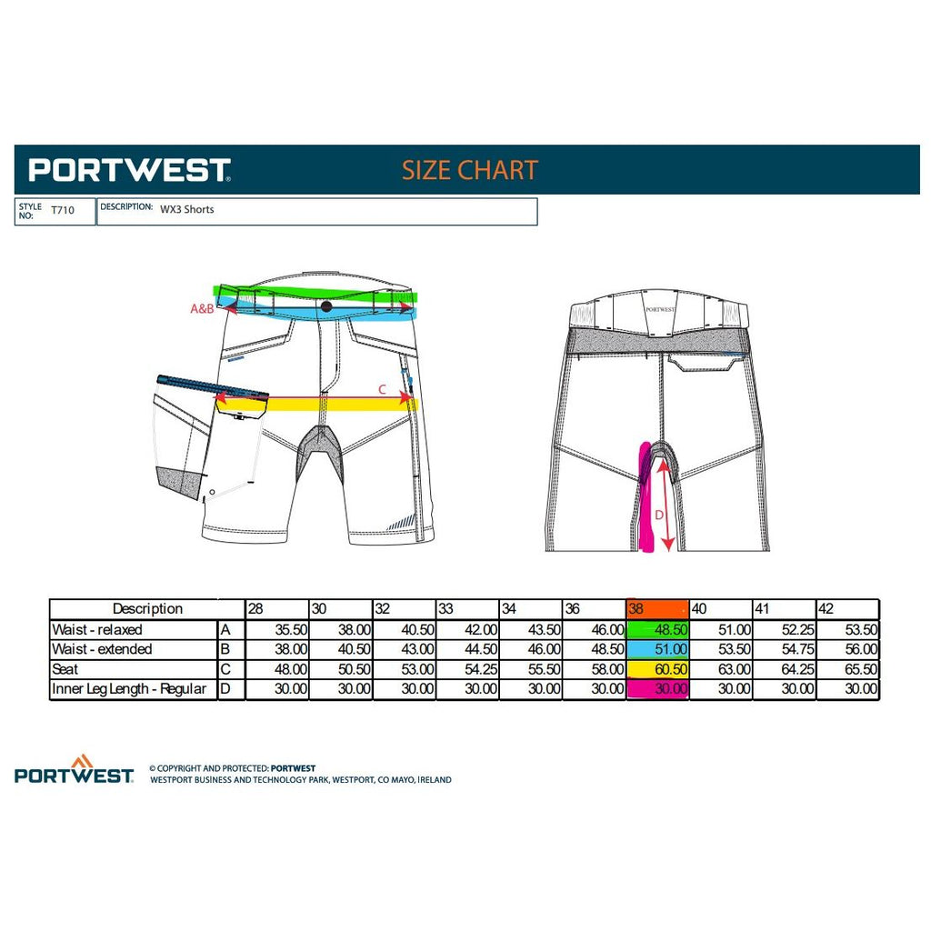 Portwest T710 - WX3 Shorts Persian Blue