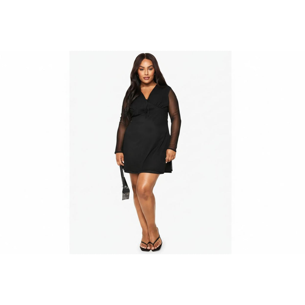 boohoo Plus Tie Bust Mesh Skater Dress